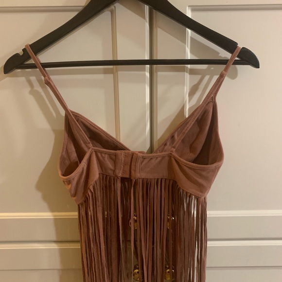 Fringe festival embroidered faux suede bra top - Picture 2 of 2